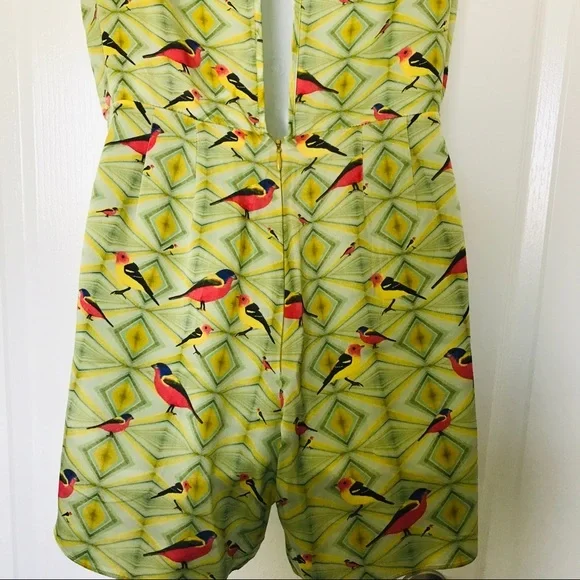 Crop david peck M Silk romper Artsy chartreuse bird print - Picture 6 of 12